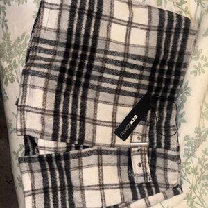 Fashion Nova Black and Cream Plaid Pants